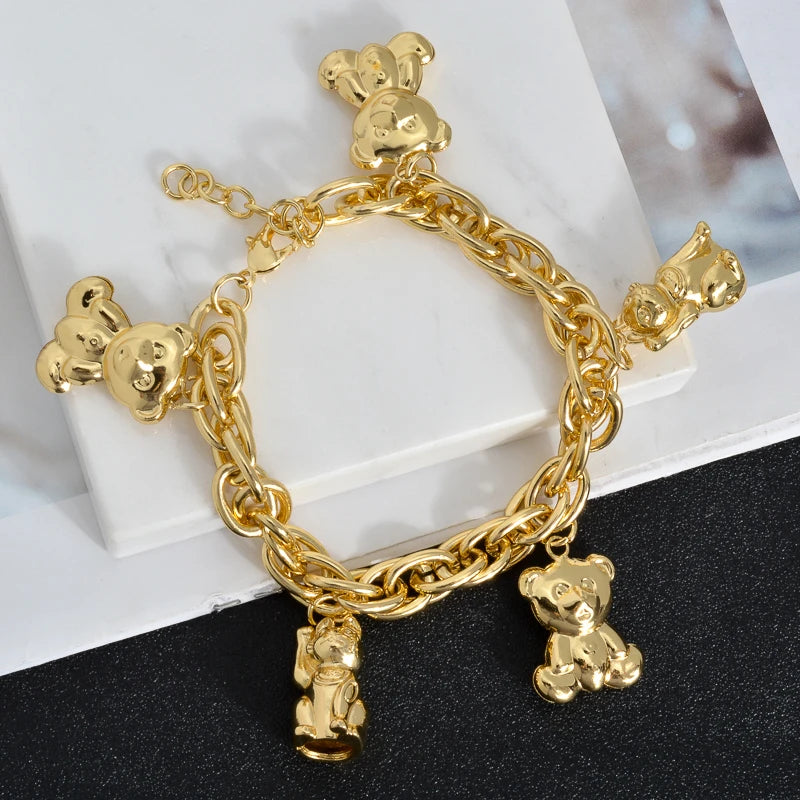 Dubai Luxury 18K Gold Plated Hip Hop Bracelet For Women Wedding Engagement Party Daily Wear Bracelet Charms Jewellery Gift