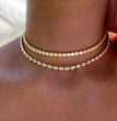 White Green Tear Drop Cubic Zirconia Bezel Set Tennis Chain Gold Color Fashion Women Choker Necklace