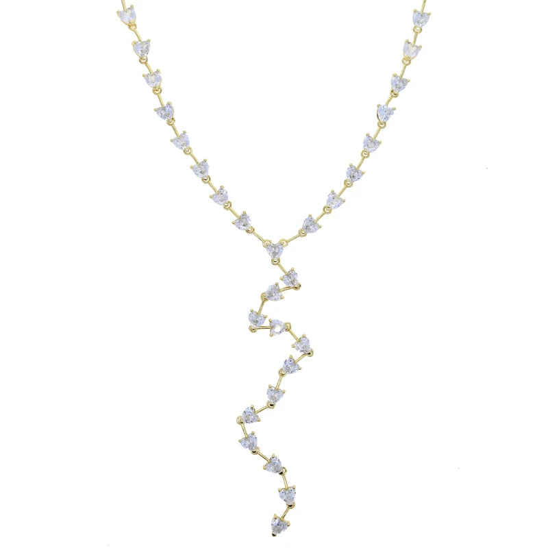 New Arrived Girlfriend Lover Gift Jewelry High Quality Iced Out Bling 5A Heart Shaped CZ Tennis Chain Choker Y Lariat Necklace