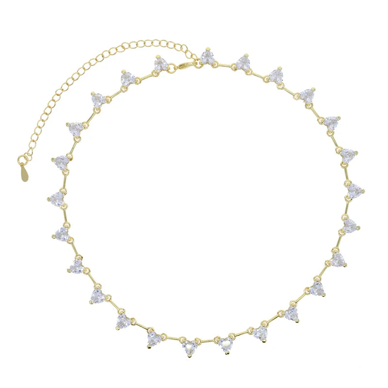 New Arrived Girlfriend Lover Gift Jewelry High Quality Iced Out Bling 5A Heart Shaped CZ Tennis Chain Choker Y Lariat Necklace