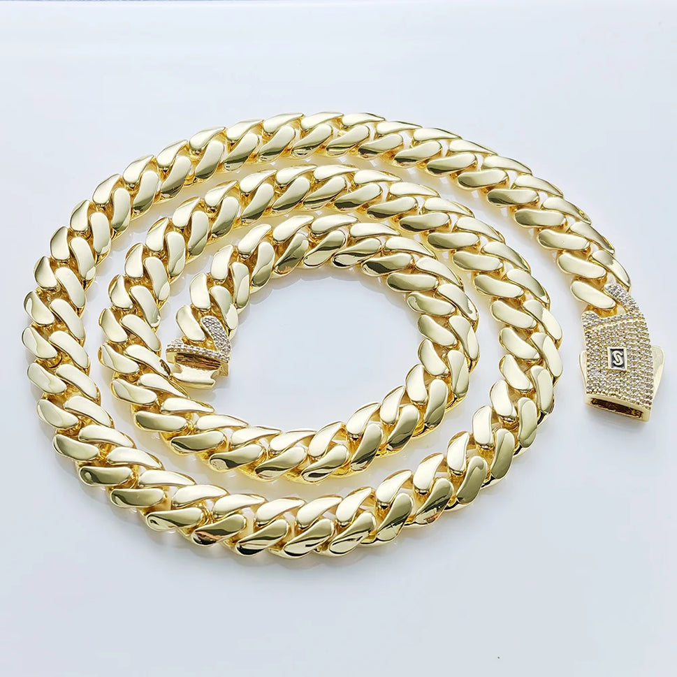 6/8/10/12/15/20mm Monaco Cuban Chain Necklace Hip Hop 14k Gold Plating Cuban Chain Bracelet Hip Hop Jewelry