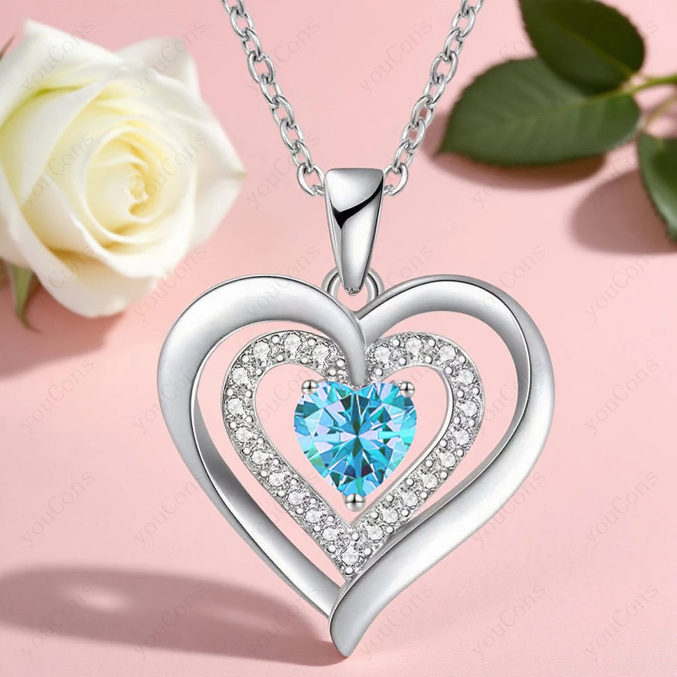 Zircon Heart Pendant Necklace With Rose Bow Box 2025 New Jewelry Set For Girlfriend Mother Christmas Anniversary Valentine Gift