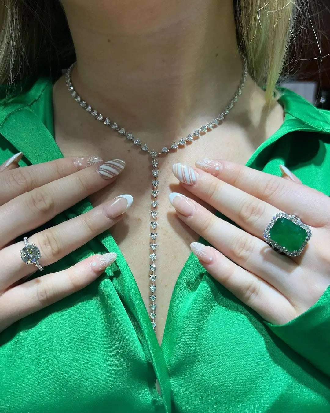 New Arrived Girlfriend Lover Gift Jewelry High Quality Iced Out Bling 5A Heart Shaped CZ Tennis Chain Choker Y Lariat Necklace