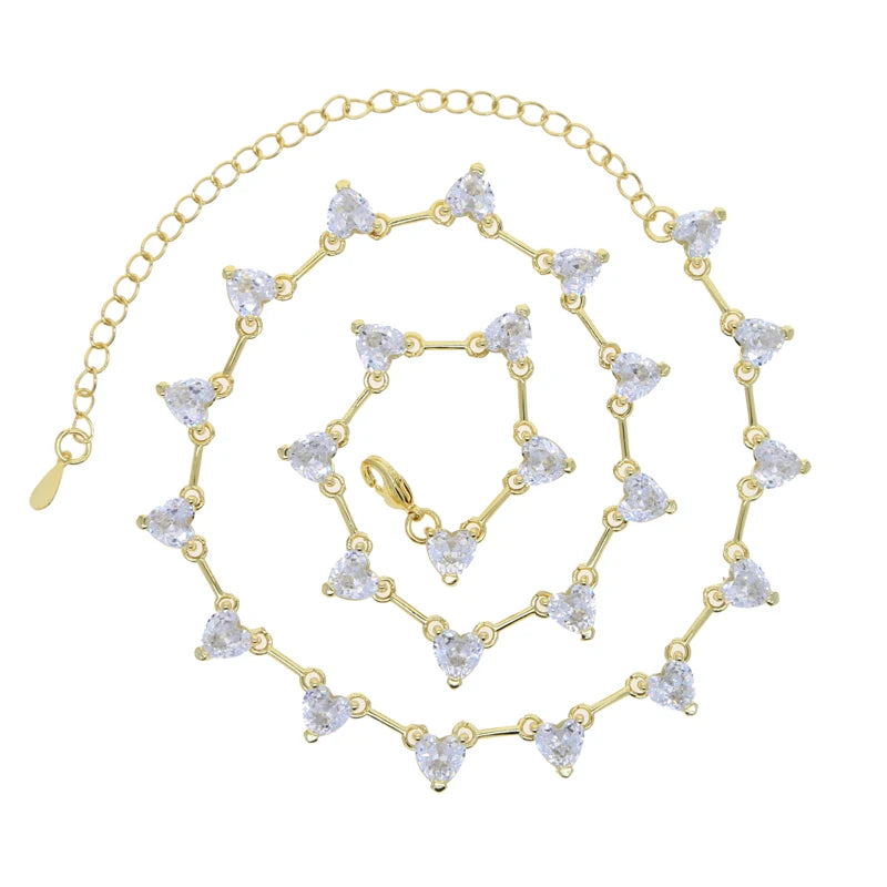 New Arrived Girlfriend Lover Gift Jewelry High Quality Iced Out Bling 5A Heart Shaped CZ Tennis Chain Choker Y Lariat Necklace