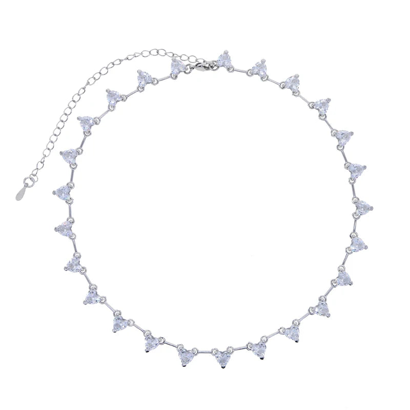 New Arrived Girlfriend Lover Gift Jewelry High Quality Iced Out Bling 5A Heart Shaped CZ Tennis Chain Choker Y Lariat Necklace