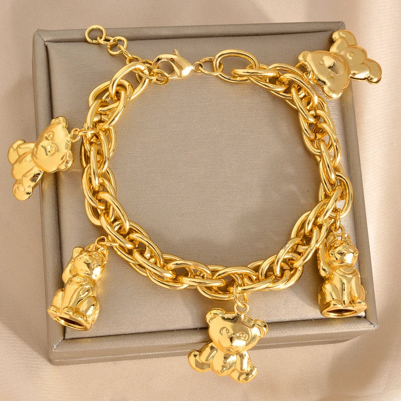 Dubai Luxury 18K Gold Plated Hip Hop Bracelet For Women Wedding Engagement Party Daily Wear Bracelet Charms Jewellery Gift