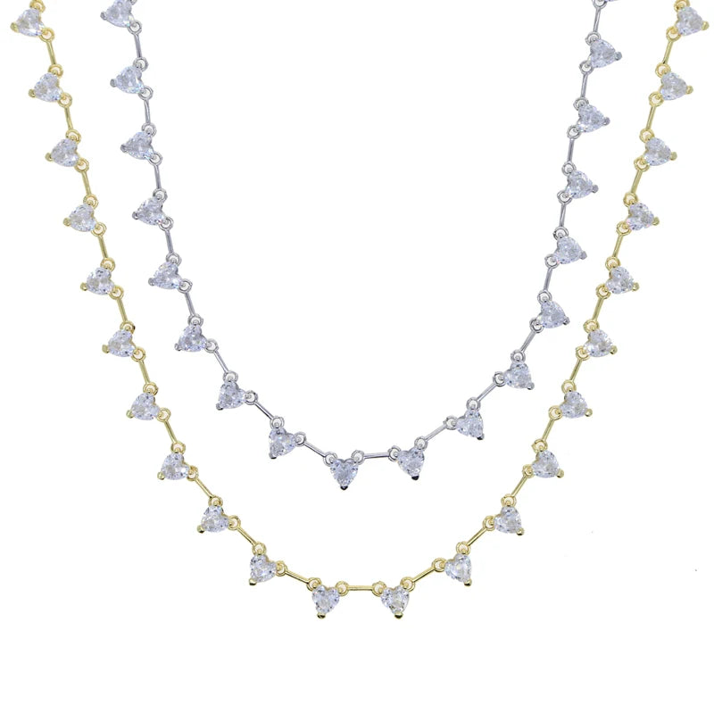 New Arrived Girlfriend Lover Gift Jewelry High Quality Iced Out Bling 5A Heart Shaped CZ Tennis Chain Choker Y Lariat Necklace